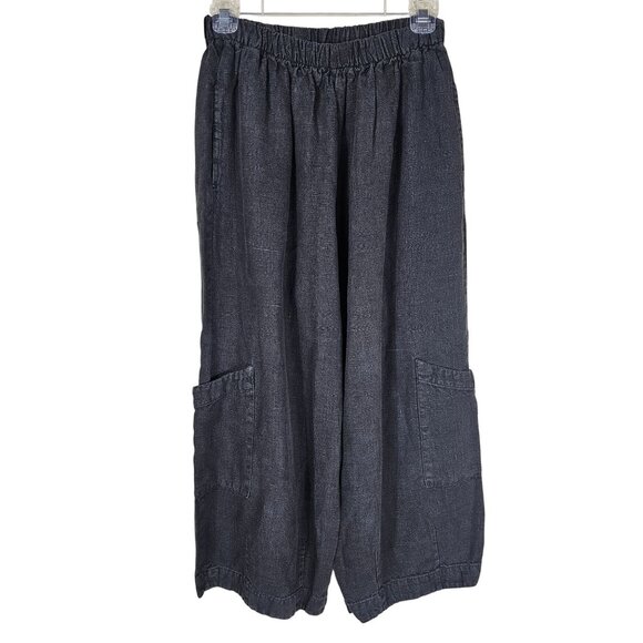 Bryn Walker Heavy Linen Casbah Pants XS Wide-Leg Crop Pockets Coastal Lagenlook - Picture 1 of 11